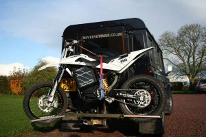 Quantya on Land Rover Quantya electric motorbike on Land Rover